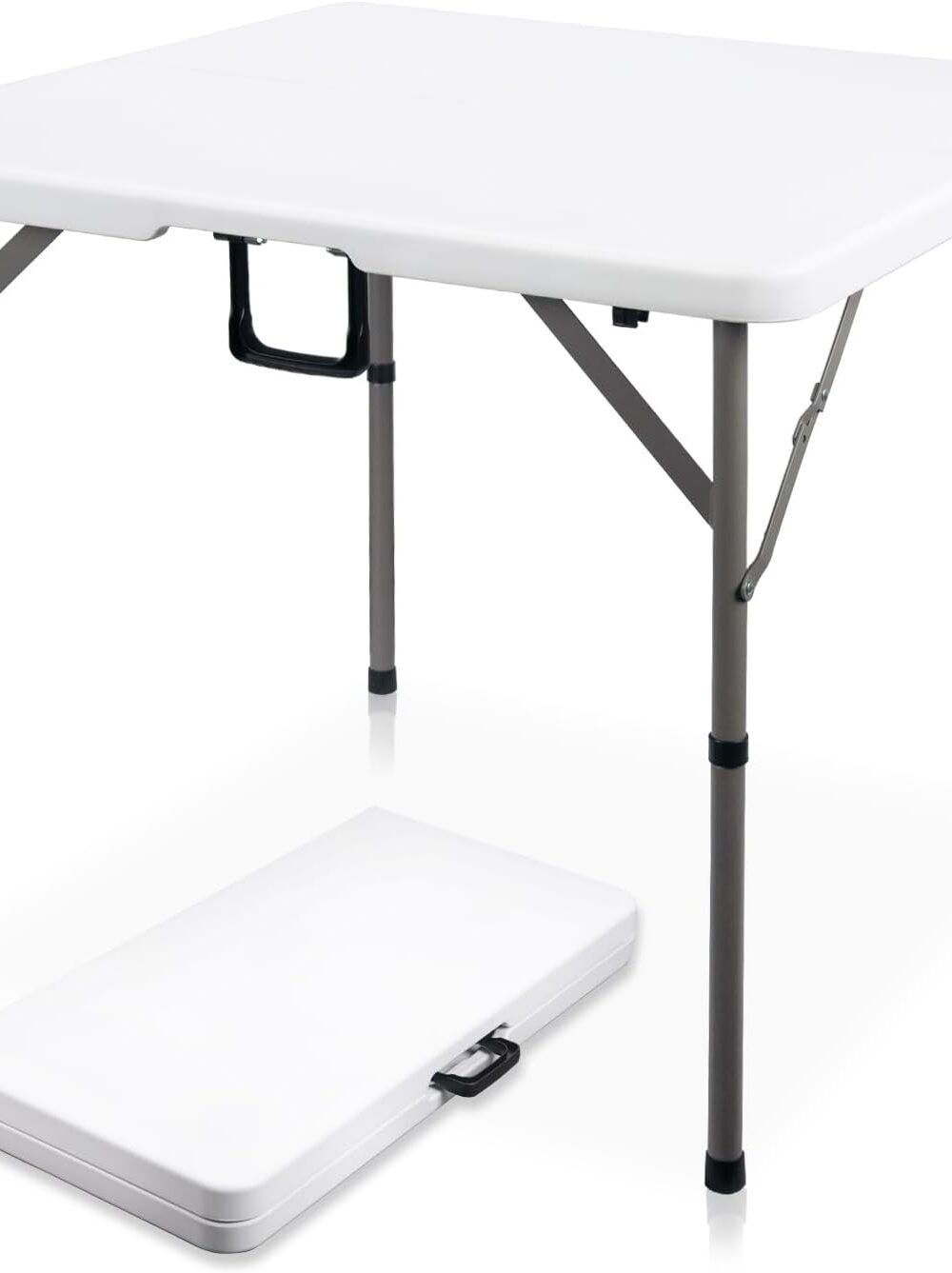 34" Square Folding Card Table,Fold-in-Half Utility Portable Table,White