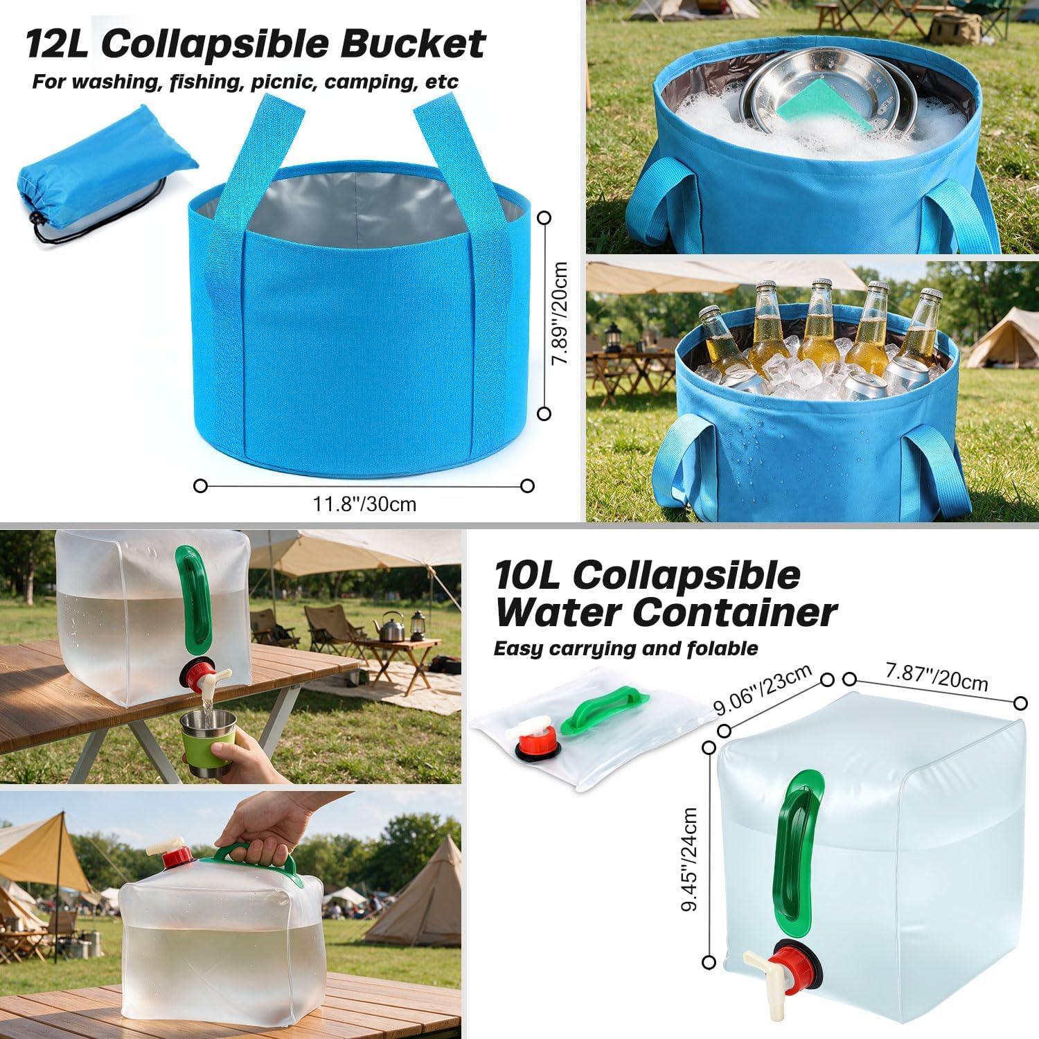 Odoland 29pcs Camping Cookware Mess Kit, Non-Stick Lightweight Pots Pan Kettle, Collapsible Water Container and Bucket, Stainless Steel Cups Plates Forks Knives Spoons for Outdoor Backpacking Picnic - Image 5