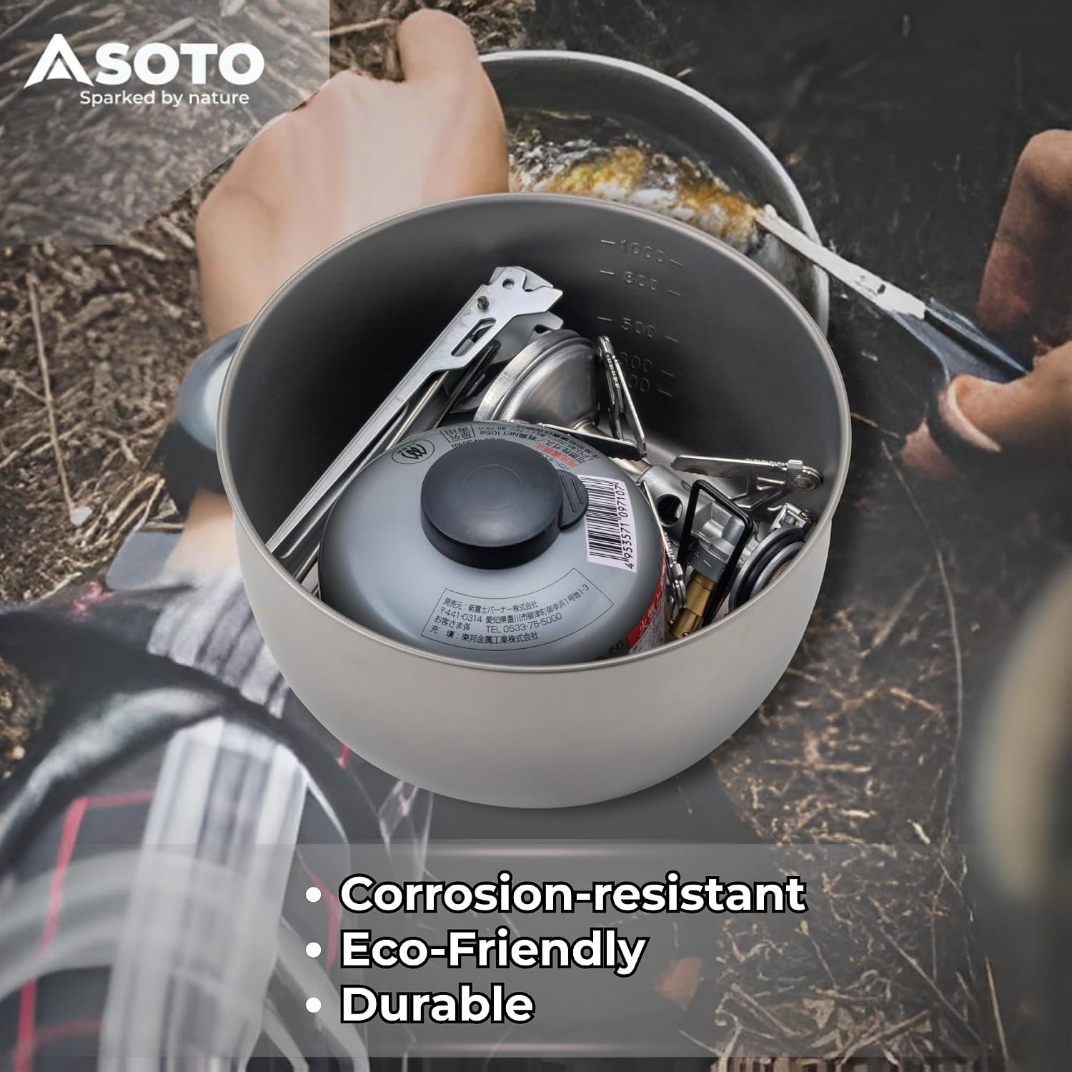 SOTO Titanium Backpacking Pot with Handle Lifter & Carry Pouch, 1100mL - Image 7