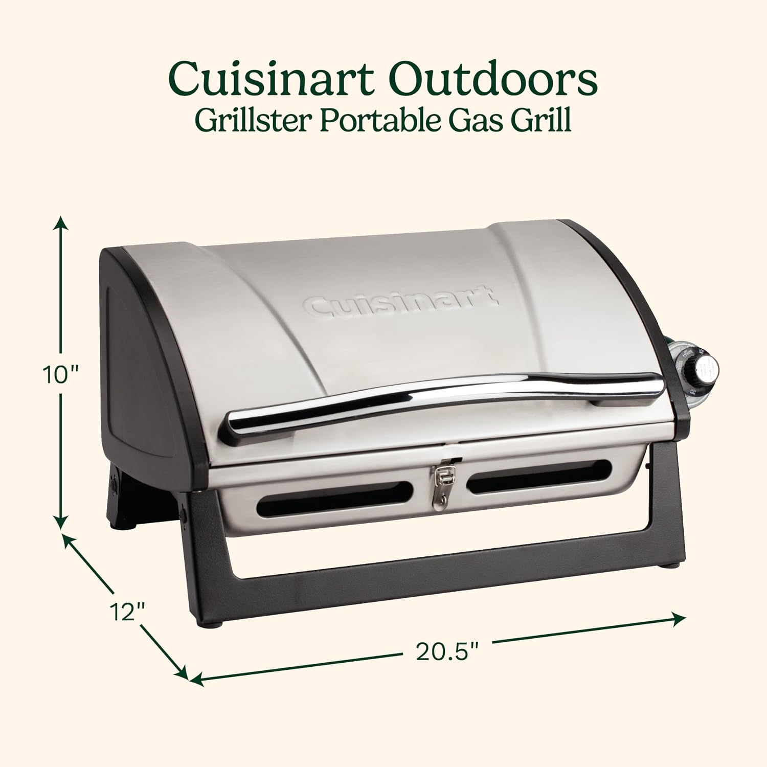 Cuisinart Gas Grill with Locking Lid, Portable, 8,000 BTU, 10 lbs. - Image 2