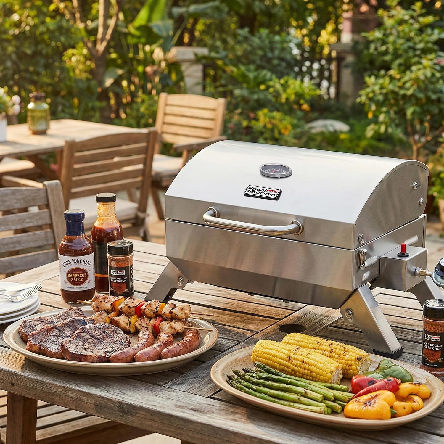 Royal Gourmet GT1001 Stainless Steel Portable Grill with Folding Legs - Image 11