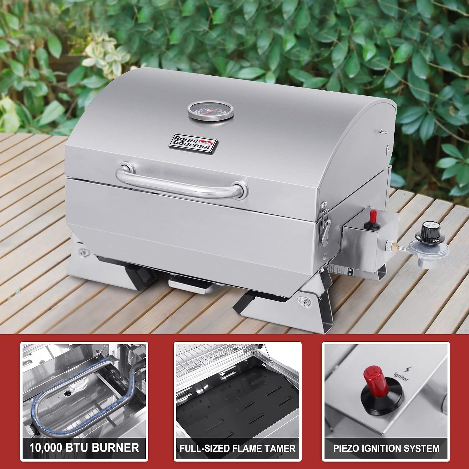 Royal Gourmet GT1001 Stainless Steel Portable Grill with Folding Legs - Image 5