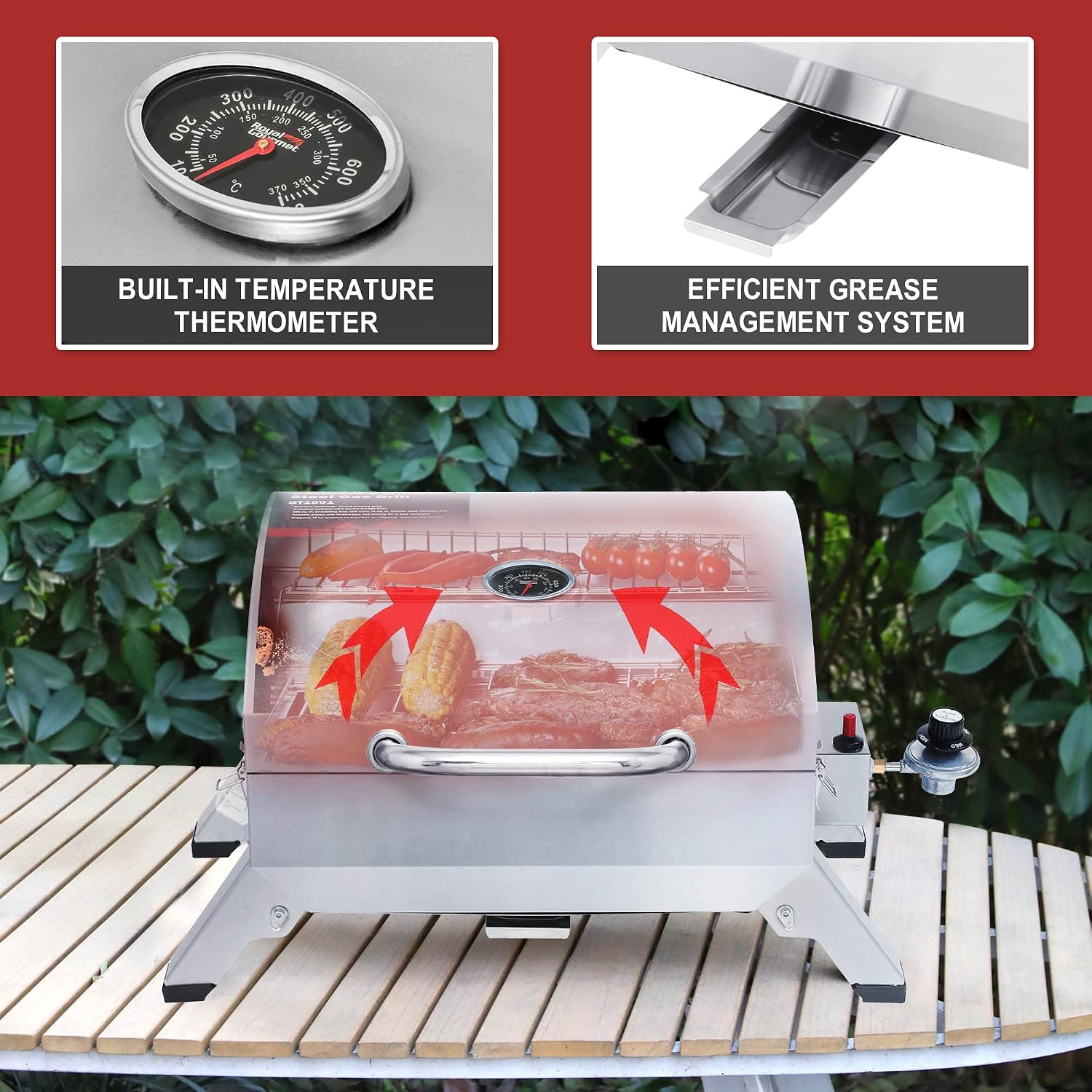 Royal Gourmet GT1001 Stainless Steel Portable Grill with Folding Legs - Image 6