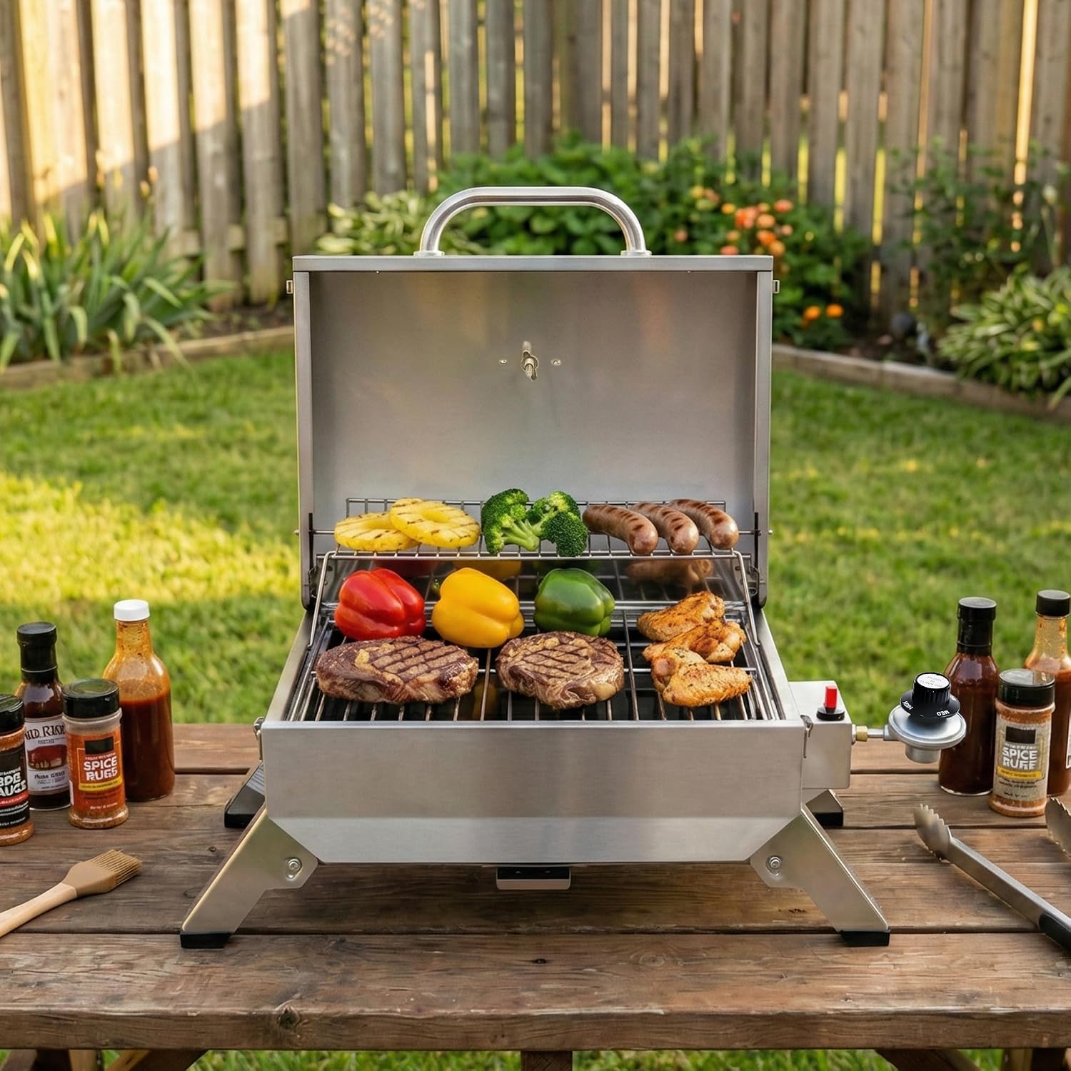 Royal Gourmet GT1001 Stainless Steel Portable Grill with Folding Legs - Image 10