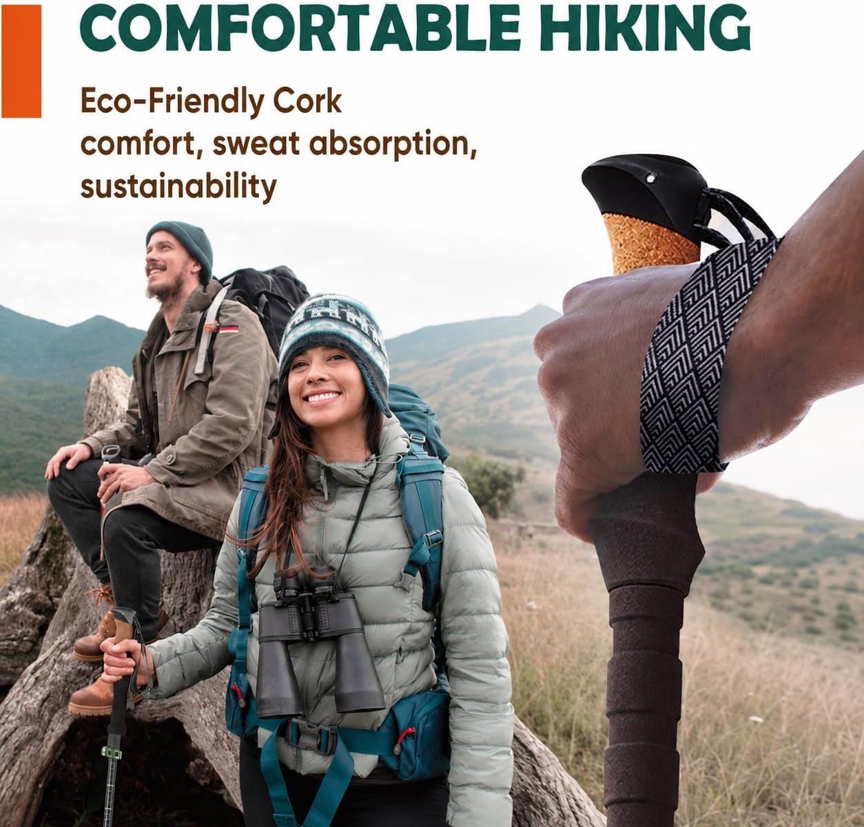 Trekology Trek-Z Cork Grip Collapsible Lightweight Hiking Trekking Poles - Image 7